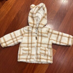 Carter's Baby Cream and Tan Plaid Puffer Jacket